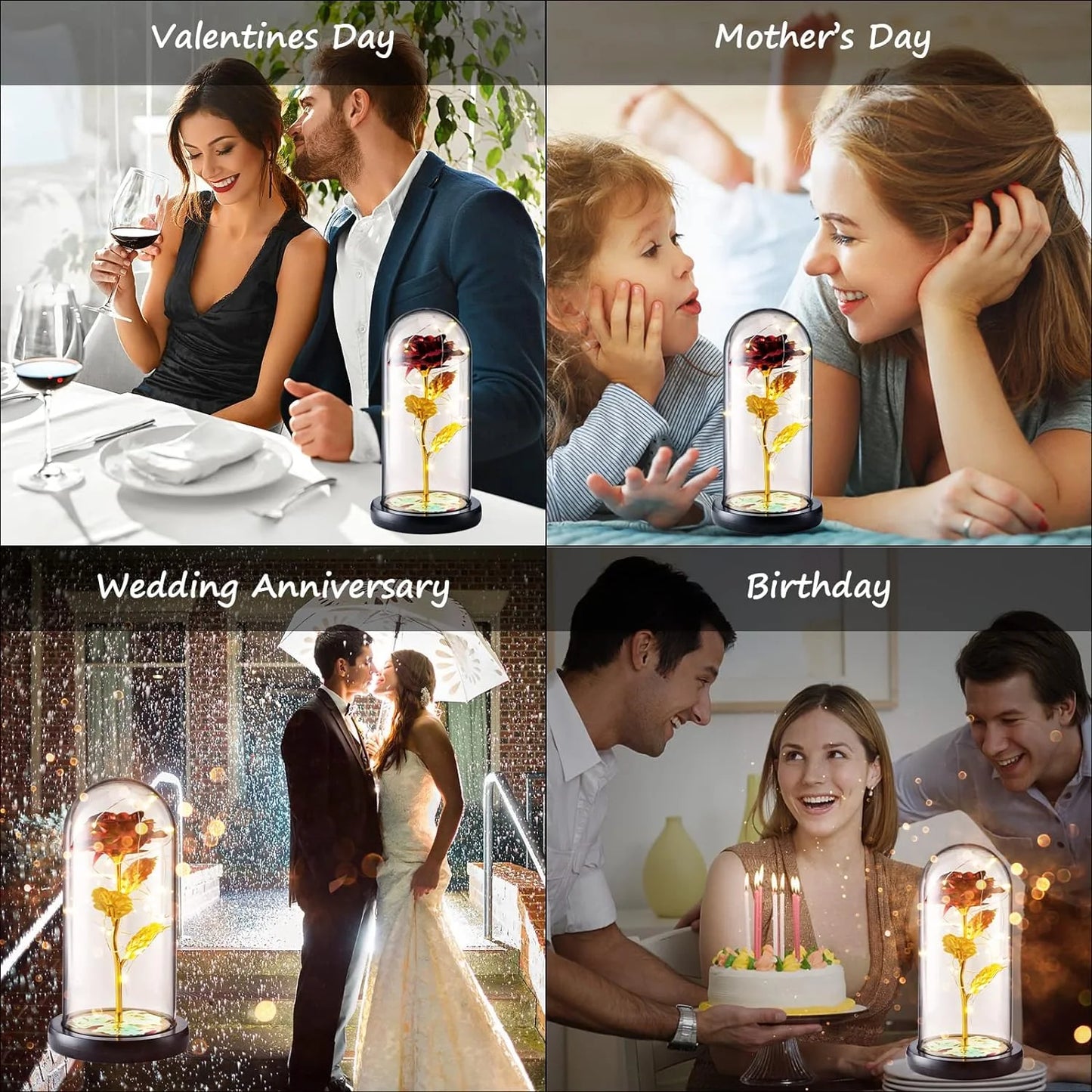 Mothers Day Gifts for Mom, Rose Flower Gifts for Women, Forever Rose in Plastic Dome Valentines Day Gifts for Her, Anniversary Birthday Gifts, Room Decor Red