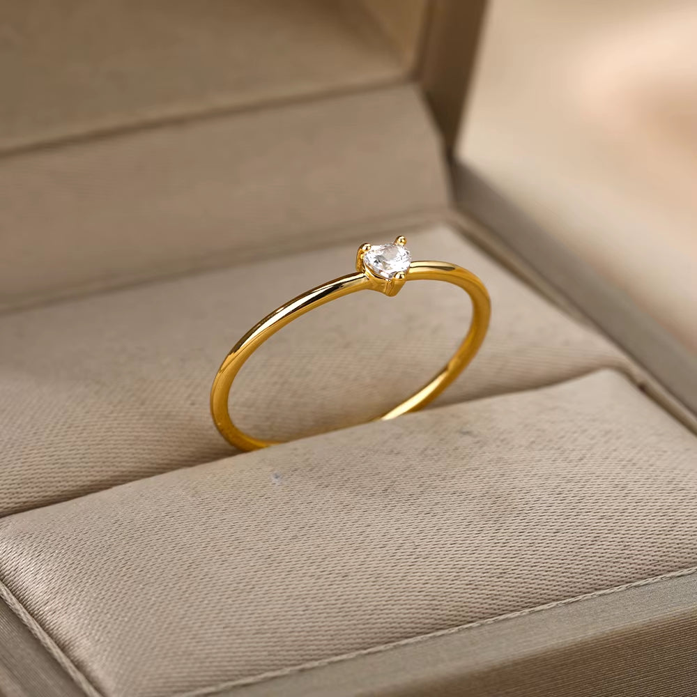 Zircon Little Heart Rings for Women Minimalism Heart Ring Stainless Steel Finger Dainty Ring Valentine Gifts for Girlfriend