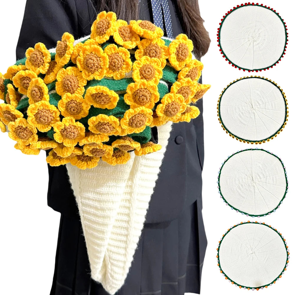 Rose Bouquet Blankets Breathable Handmade Crocheted Blanket Flower Bouquet Blankets for Sofa Throw Nursery Blanket Mattress