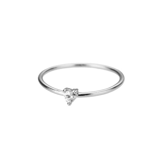 Zircon Little Heart Rings for Women Minimalism Heart Ring Stainless Steel Finger Dainty Ring Valentine Gifts for Girlfriend