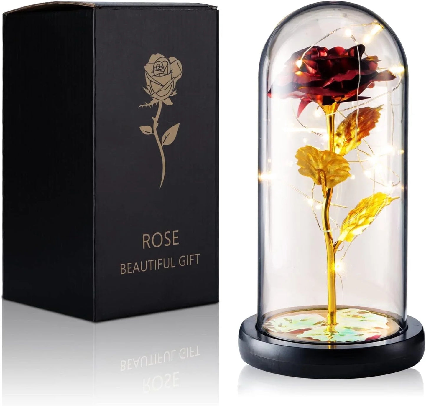 Mothers Day Gifts for Mom, Rose Flower Gifts for Women, Forever Rose in Plastic Dome Valentines Day Gifts for Her, Anniversary Birthday Gifts, Room Decor Red