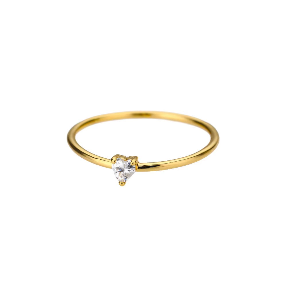 Zircon Little Heart Rings for Women Minimalism Heart Ring Stainless Steel Finger Dainty Ring Valentine Gifts for Girlfriend