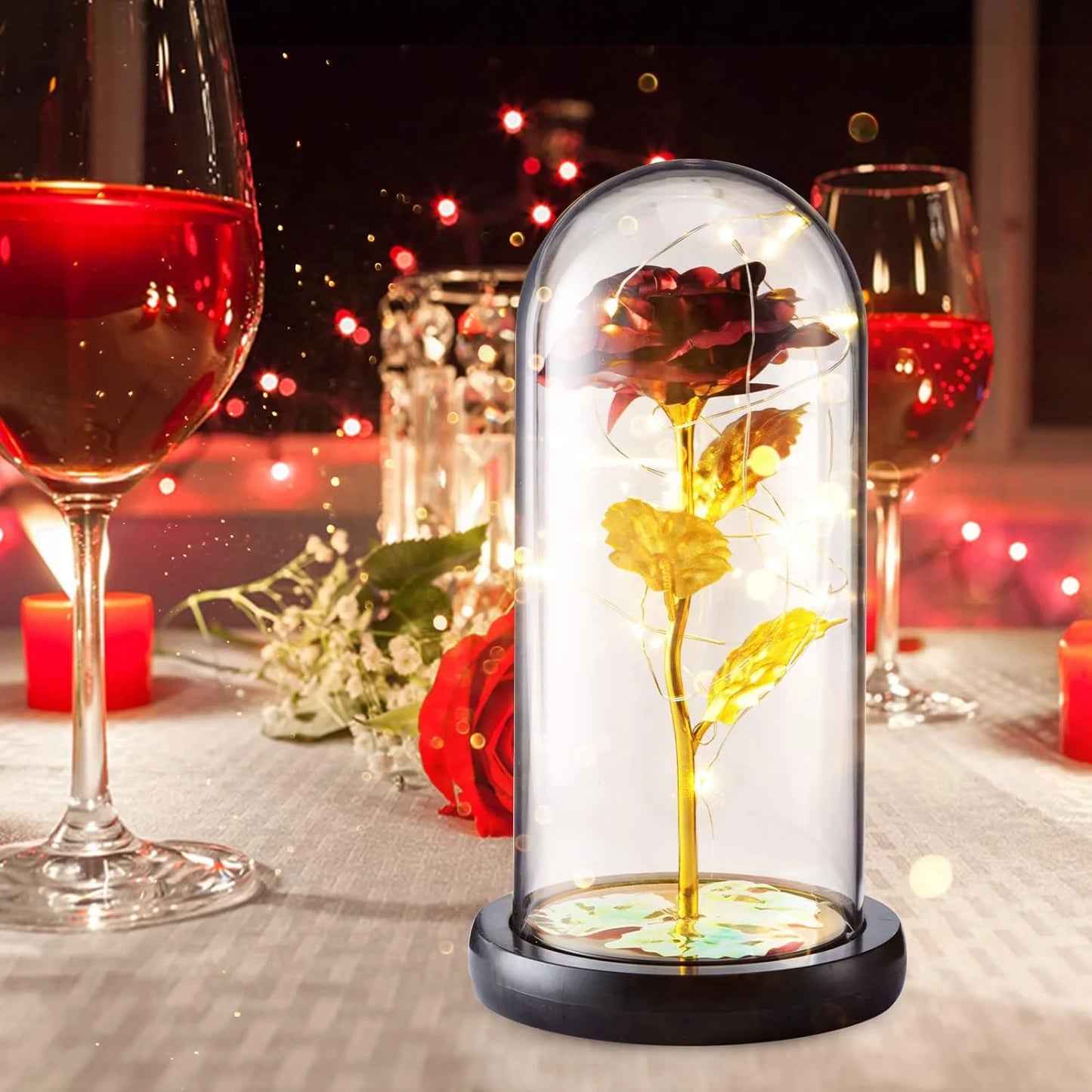 Mothers Day Gifts for Mom, Rose Flower Gifts for Women, Forever Rose in Plastic Dome Valentines Day Gifts for Her, Anniversary Birthday Gifts, Room Decor Red