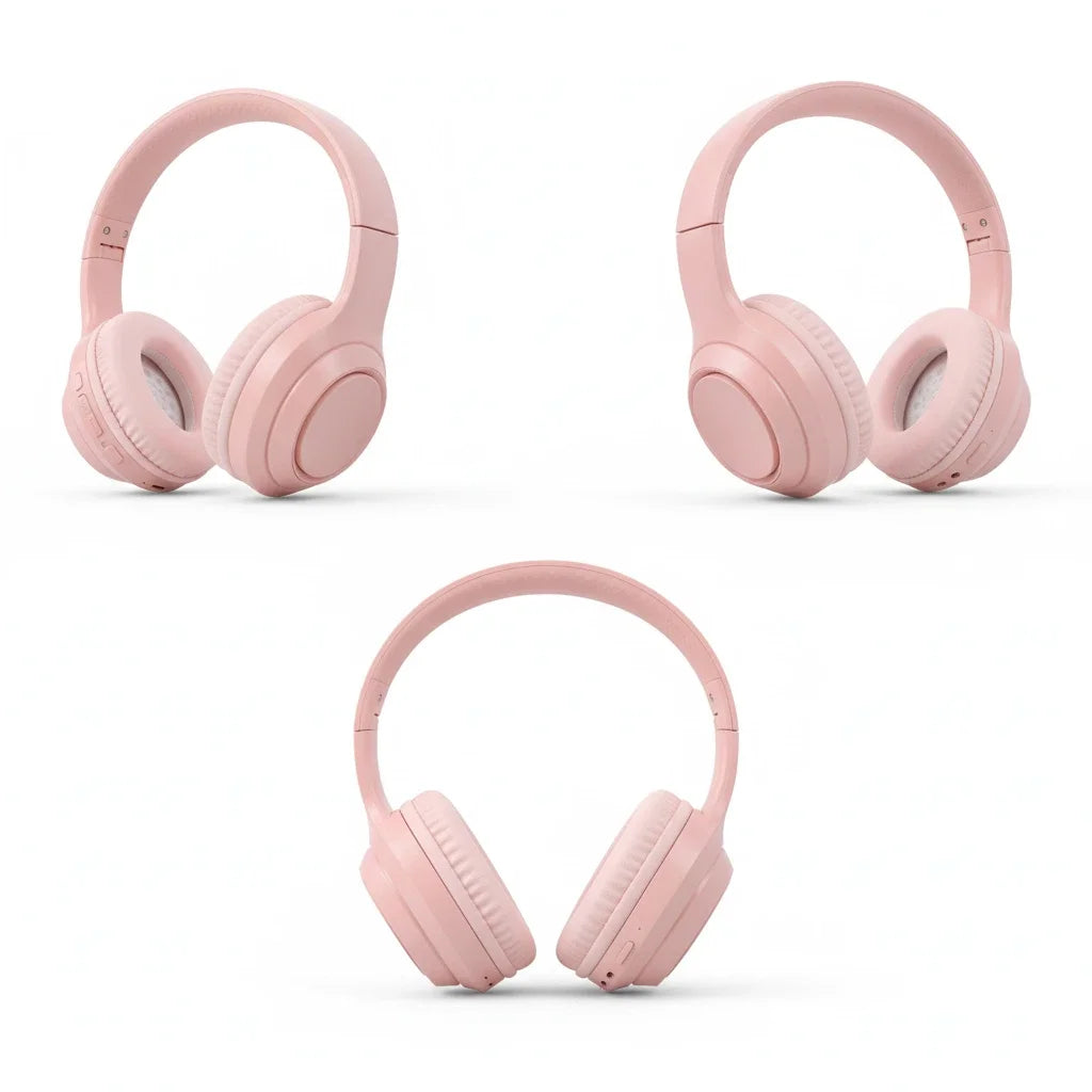 Noise Cancelling Headphones, Wireless Bluetooth Headphones, over Ear Headphones with Microphone, Pink