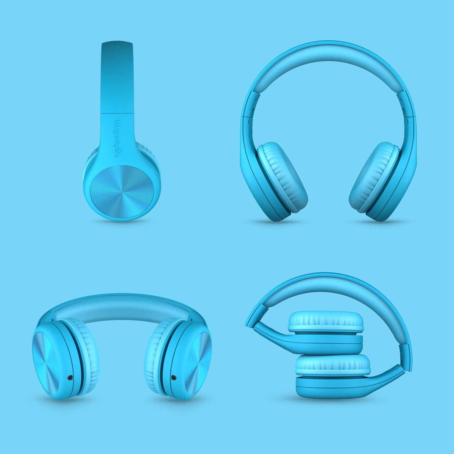 Connect+ Pro Wired Kids Headphones for School with Microphone, Volume Limiting Over-Ear Headset with Cord, Shareport Technology & Softtouch Padding, Blue